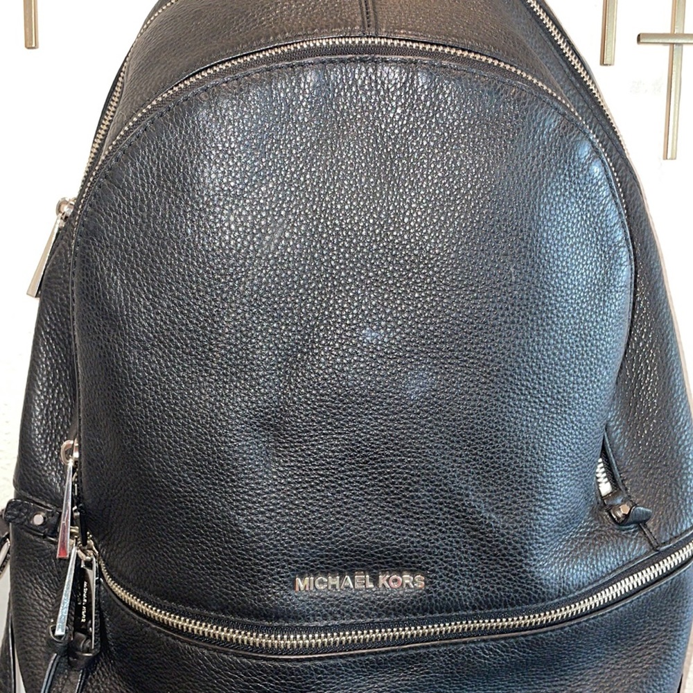 Michael Kors Rhea Black Leather Backpack - Picture 5 of 12